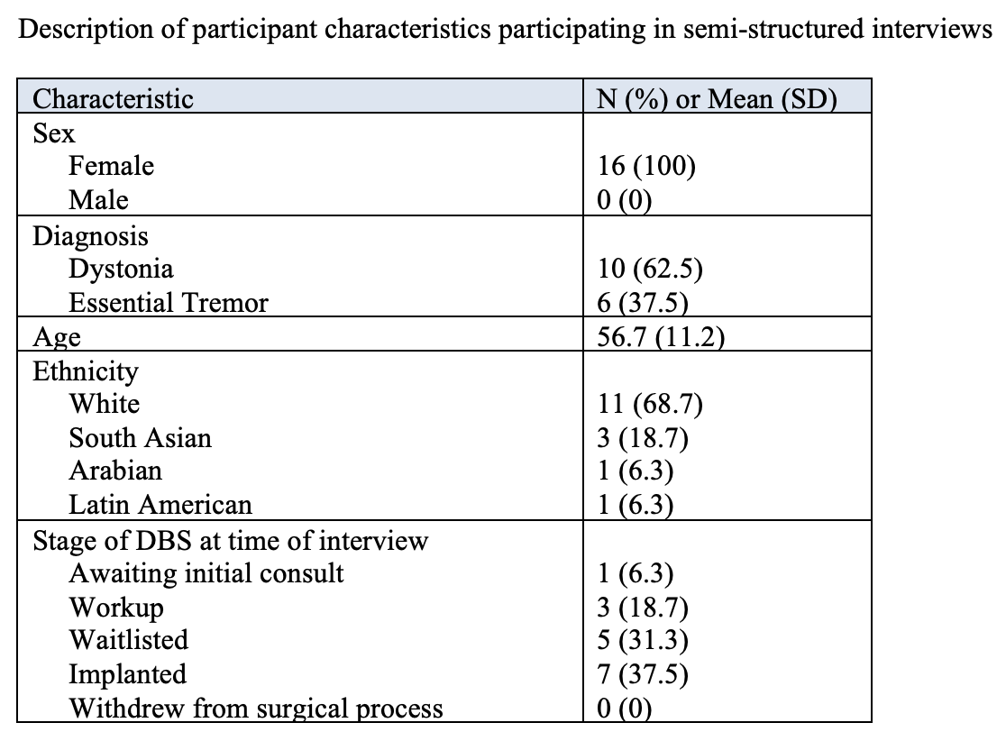 Description of participants interviewed