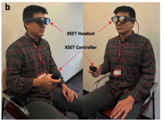 A human subject wearing XSET for PD diagnosis.