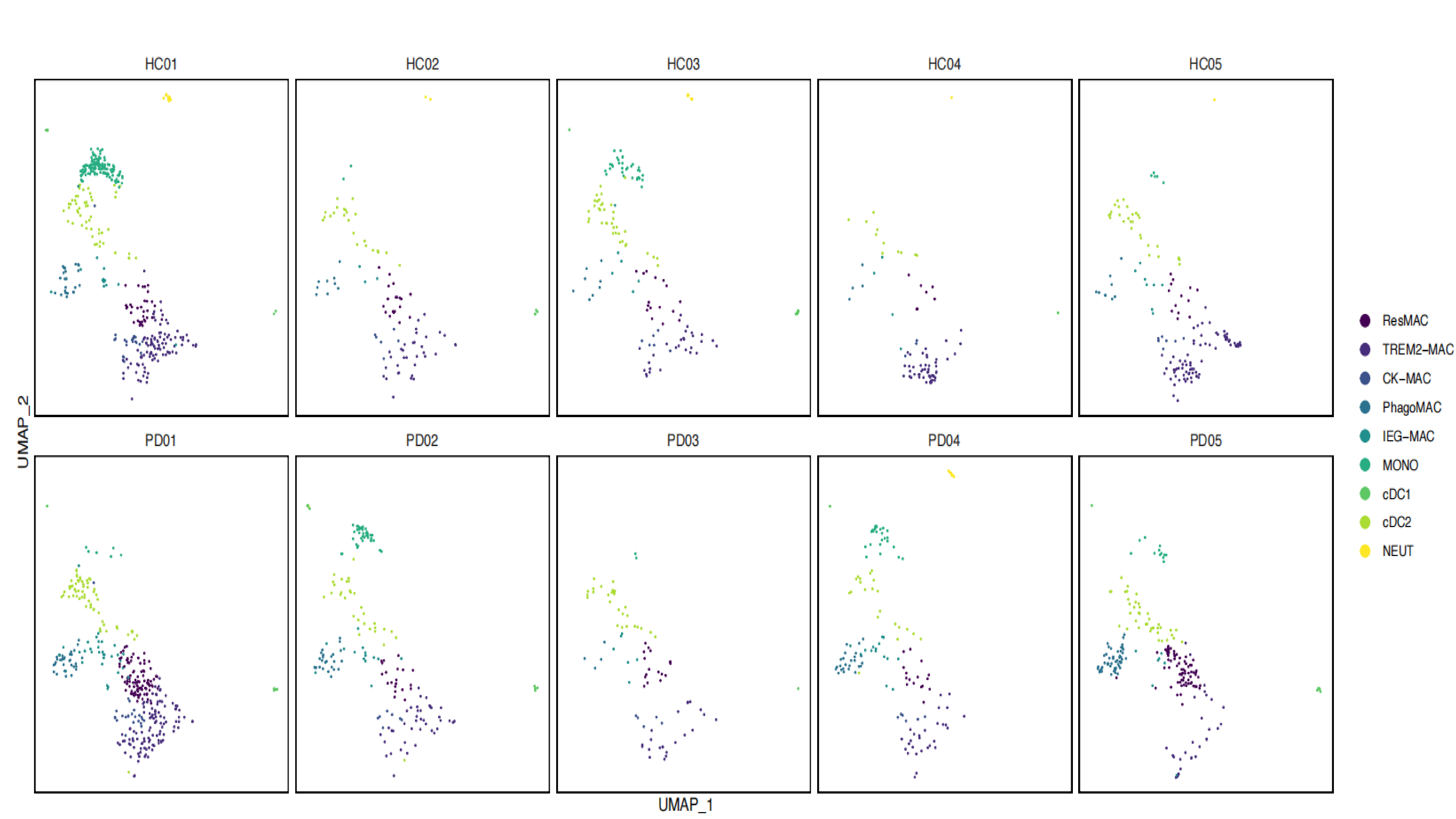 Myeloid Cell Single-Cell Sequencing (by Sample)