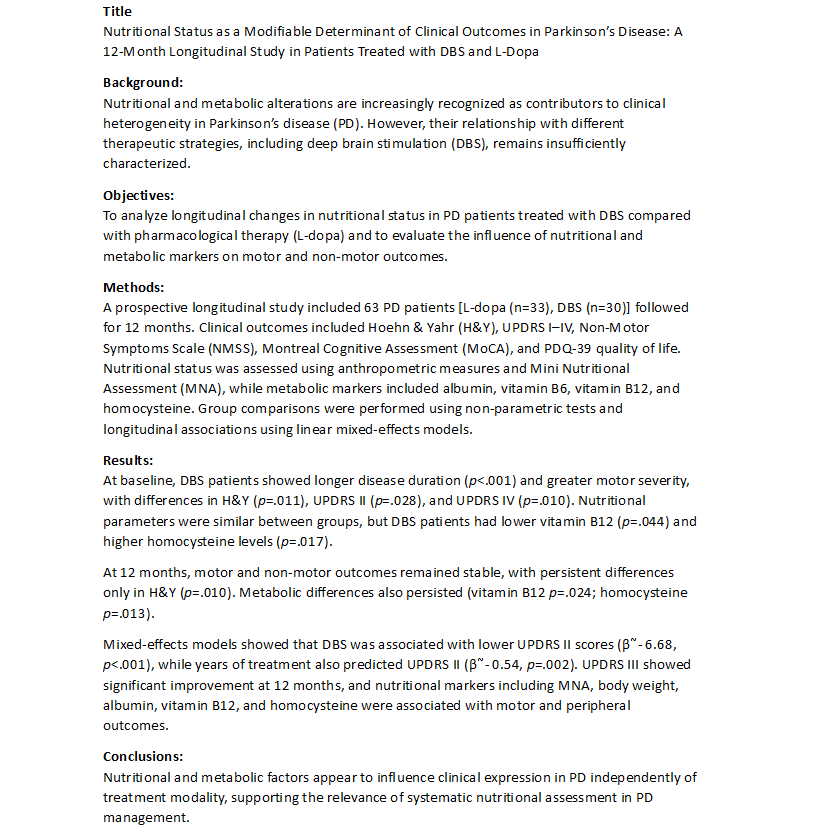 PARKINSON DISEASE AND NUTRITION